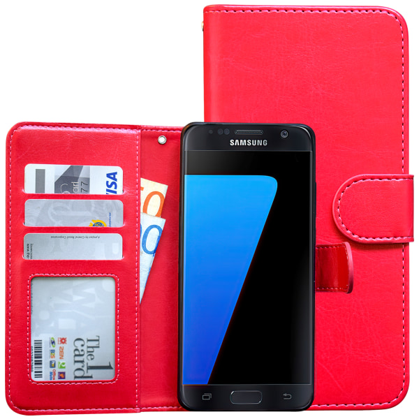 Lædertaske/pung - Samsung Galaxy S7 Rosa