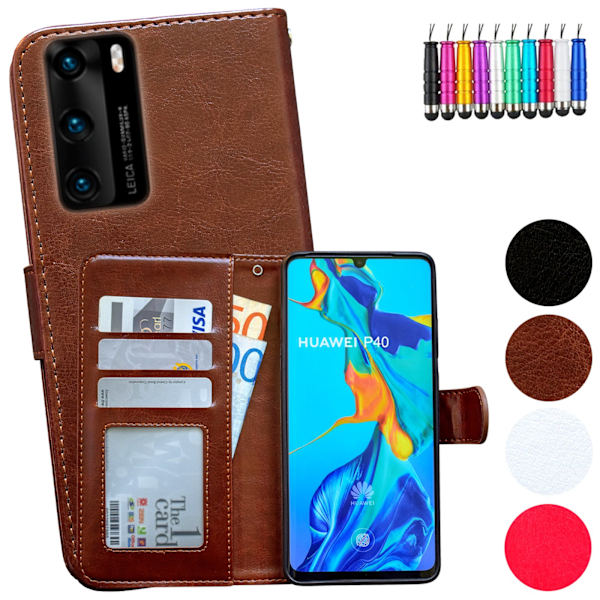 Huawei P40 - PU Læder Pung Etui Svart