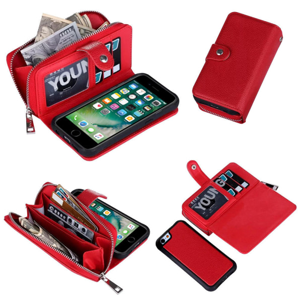 iPhone 7 Plus / 8 Plus - Läderfodral/Skydd Röd
