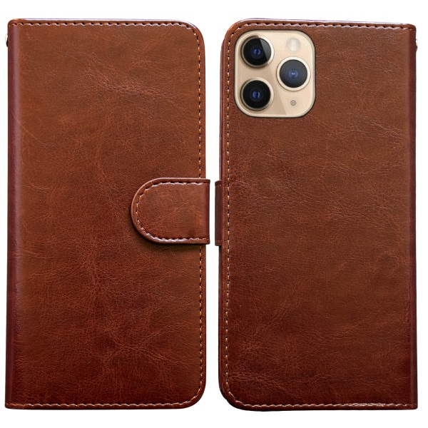 Suojaa iPhone 11 Pro Max - Nahkakotelo Brun