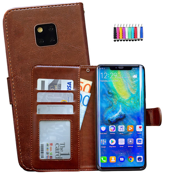 Suojaa Huawei Mate 20 Pro - Nahkakotelo! Svart