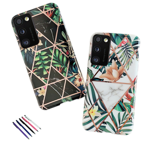 Samsung Galaxy A41 - Geometrisk Blomster Etui Vit