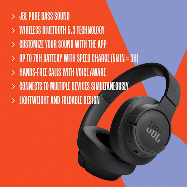 Upplev musik i en ny dimension med JBL Tune 720 BT Hörlurar - U Vit