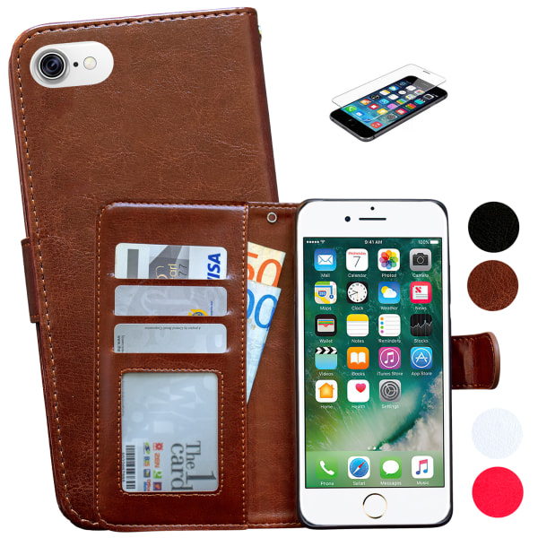 iPhone 7/8/SE (2020 & 2022) - Leather Case/Wallet + Protection