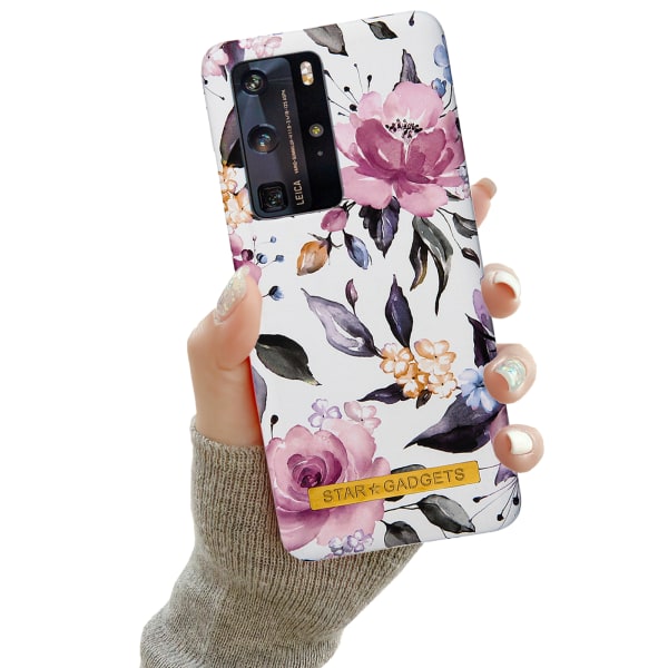 Huawei P40 Pro - Etui Beskyttelse Blomster / Marmor Rosa