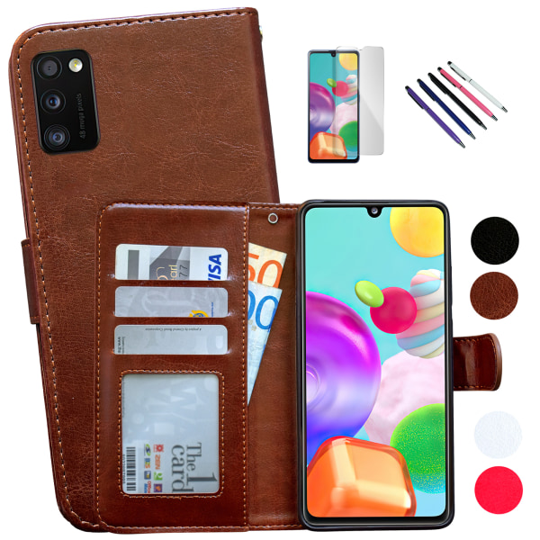 Samsung Galaxy A41 - PU Læder Pung Etui Svart