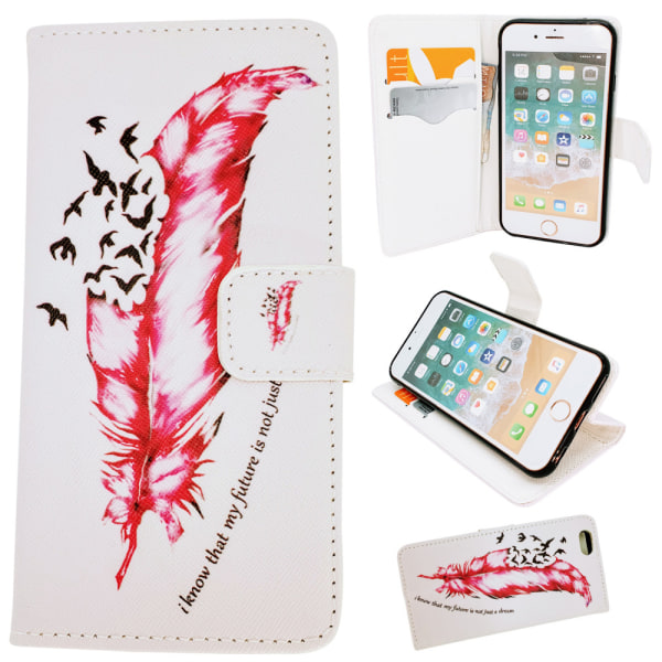 iPhone 6 / 6S - Fodral / Plånbok Läder - Fjäder