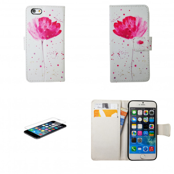 iPhone 6 / 6S - Fodral / Plånbok Läder + Skärmskydd