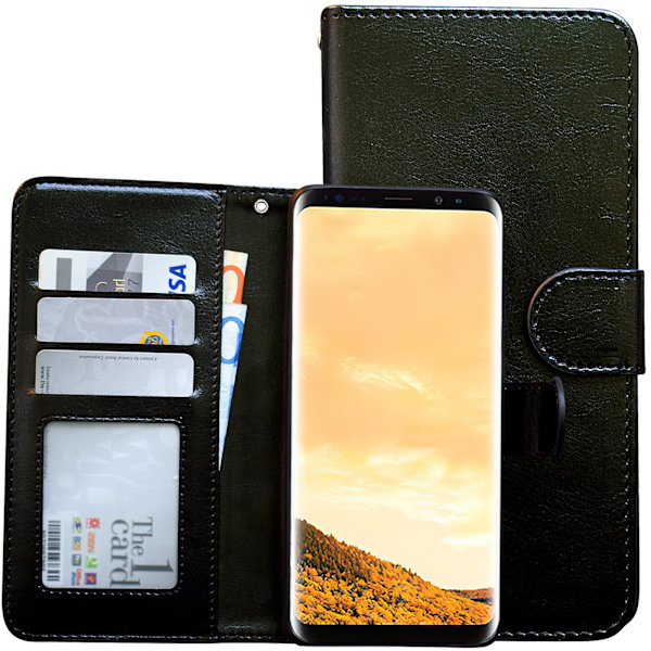 Suojaa S8 Plus - Nahkakotelo! Svart