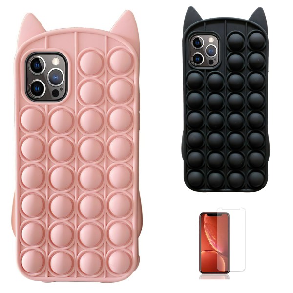 iPhone 12 Pro - Etui Beskyttelse Pop It Fidget Svart