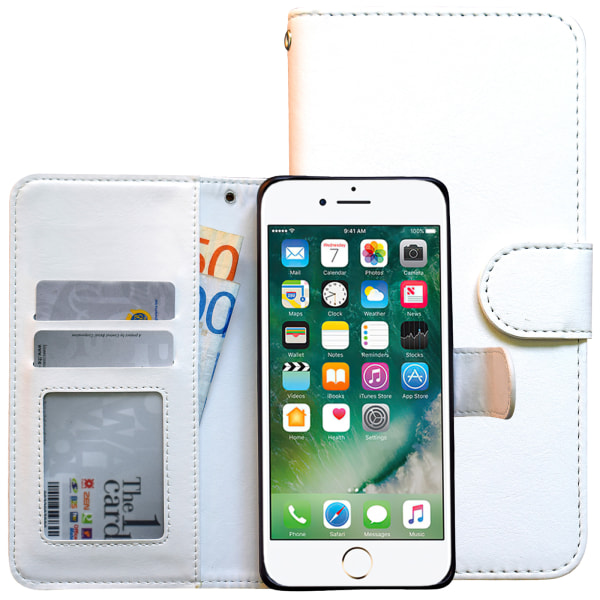 iPhone 5/5s/SE2016 - Plånboksfodral i läder + 3 i 1 Kit Vit