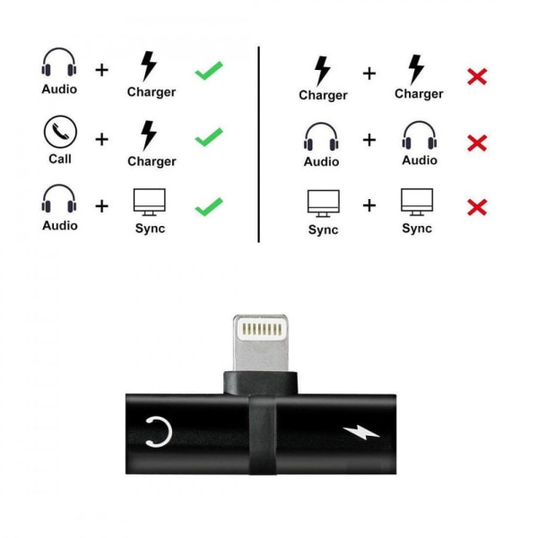 iPhone XR/Xs Max/XS/X/8/7 Dual/Dobbeltindgang Adapter Silver