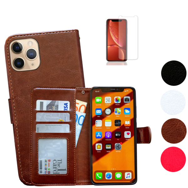 Suojaa iPhone 11 Pro Max - Nahkakotelo Brun