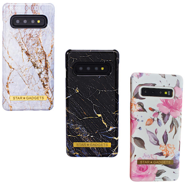 Samsung Galaxy S10 - Etui Beskyttelse Marmor / Rose Svart