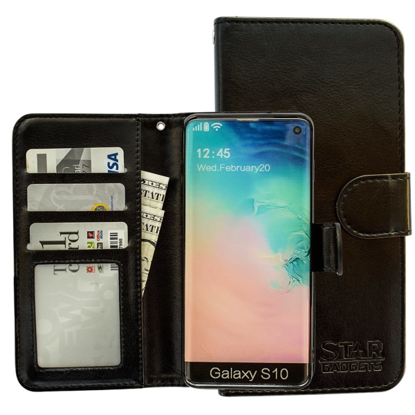 Beskyt din Galaxy S10 - Lædertaske! Svart