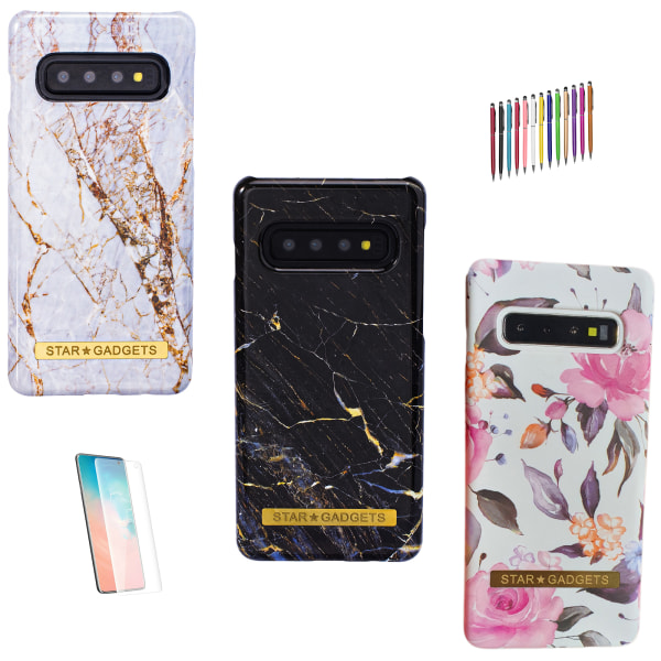 Samsung Galaxy S10 - Etui Beskyttelse Marmor / Rose Svart