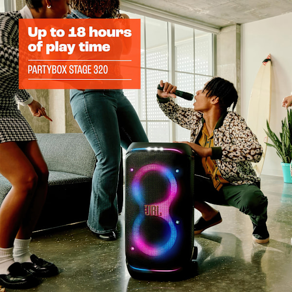 JBL PartyBox Stage 320 - Tehokas Kantospeaker Valojen Loisteessa