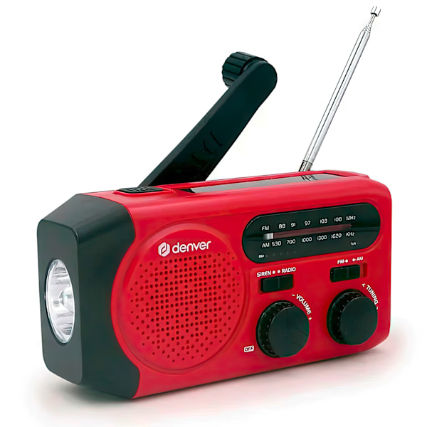 Denver Ulko-/Aurinkokammenradio LED-taskulampulla ja varavirtalähteellä
