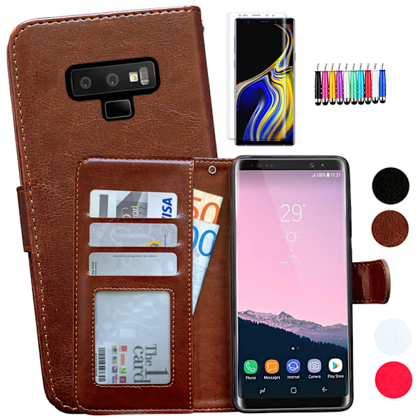 Samsung Galaxy Note 9 - Nahkakotelo / Lompakko Svart