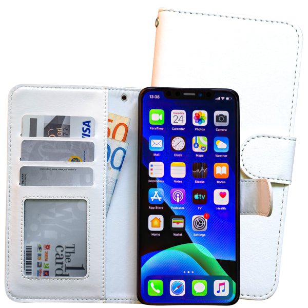 iPhone X/Xs - Plånboksfodral / Magnet Skal Vit