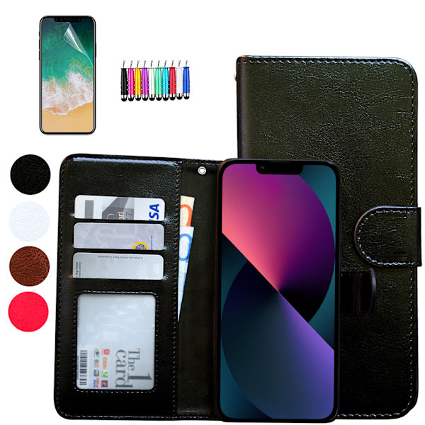 Komfort & Beskyttelse iPhone 13 - Elegant Lommebog Etui Svart