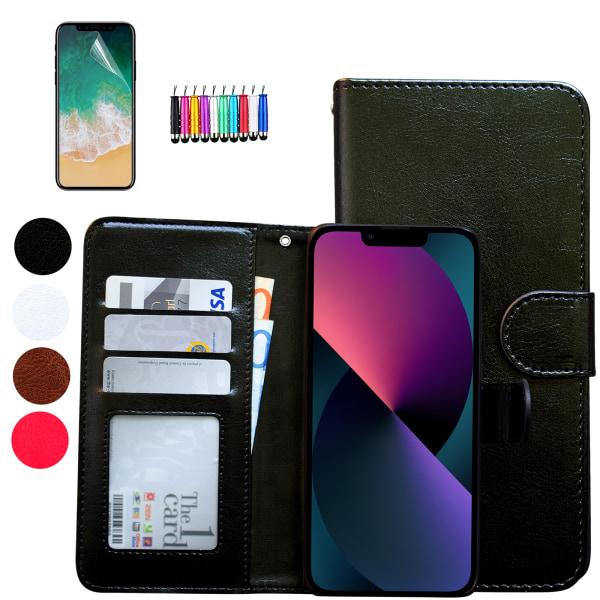 Komfort & Skydd iPhone 13 - Elegant Plånboksfodral Svart
