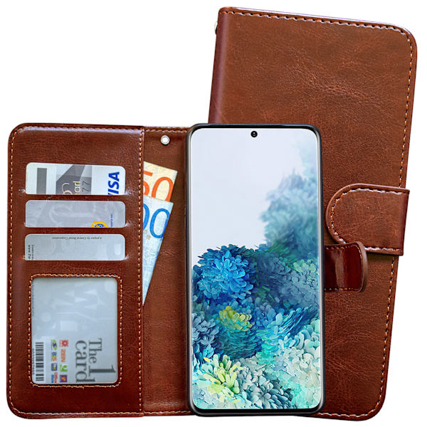 Mukavuus ja suoja Galaxy S20:lle nahkakotelolla! Brun