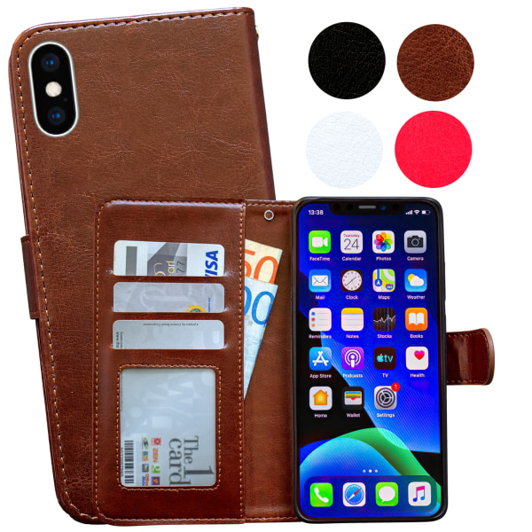 iPhone X/Xs - PU Læder Pung Etui Brun