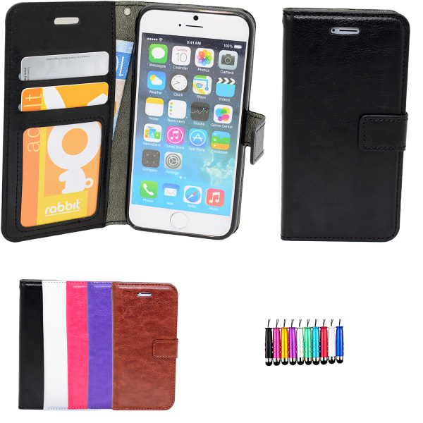 Läderfodral + Touchpenna för iPhone 5/5s Brun
