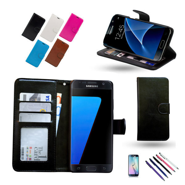 Läderplånbok för Samsung Galaxy S7+ Skydd Vit