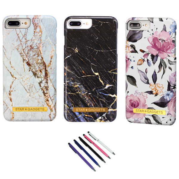 iPhone 6 Plus / 6S Plus - Skal / Skydd / Blommor / Marmor Rosa