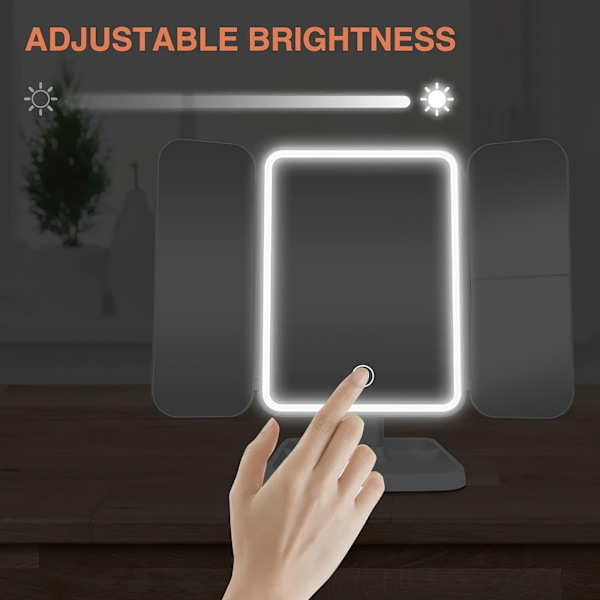 LED-meikkpeili 1x/2x/3x suurennuksella, kosketusnäyttö, taittuva Vit
