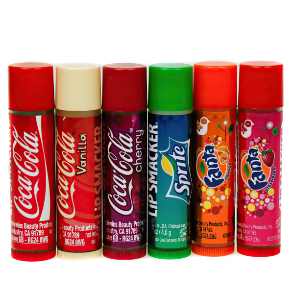 6 kpl huulirasvaa Lip Smacker Coca - Cola / Fanta / Sprite maku