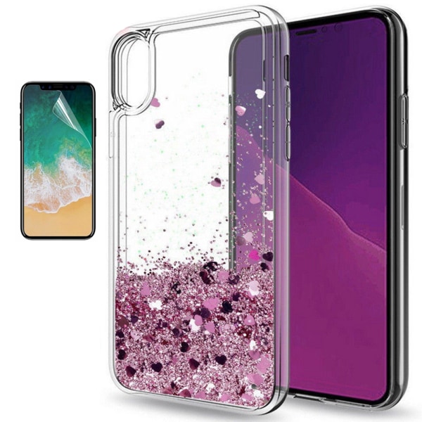 3D Bling Cover til iPhone X/Xs - Flydende Glitter