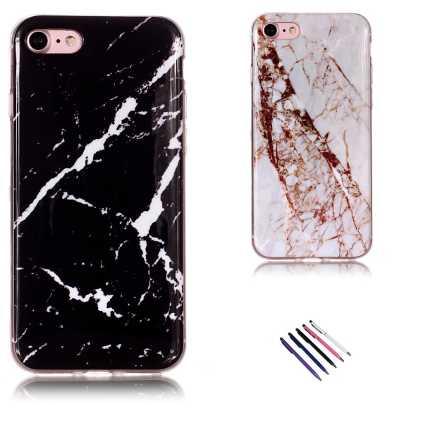 Skydda din iPhone 7/8/SE med marmorskal! Vit