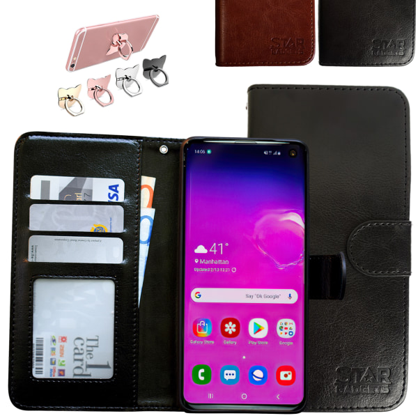 Samsung Galaxy S10 - PU Læderpung Etui Brun