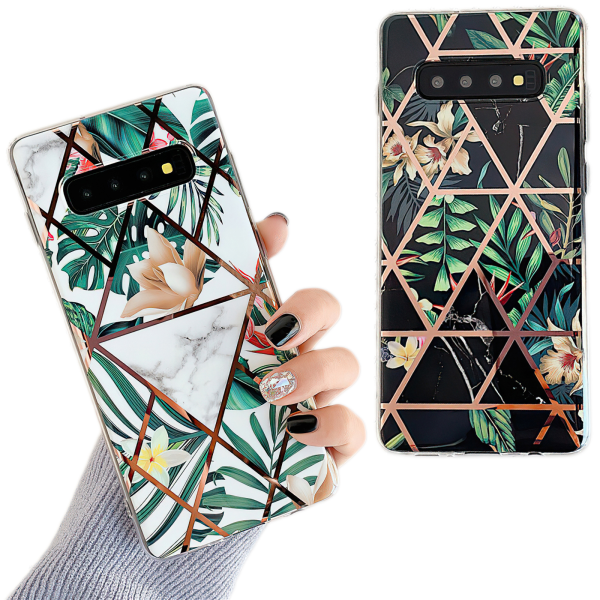 Samsung Galaxy S10 - Geometrisk Blomster Etui Svart