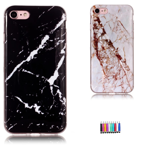 iPhone 7/8/SE (2020 & 2022) - Case suojaus Marble + Touch iPhone 7 Vit