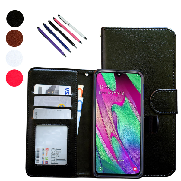 Samsung Galaxy A40 - PU Læder Pung Etui Vit