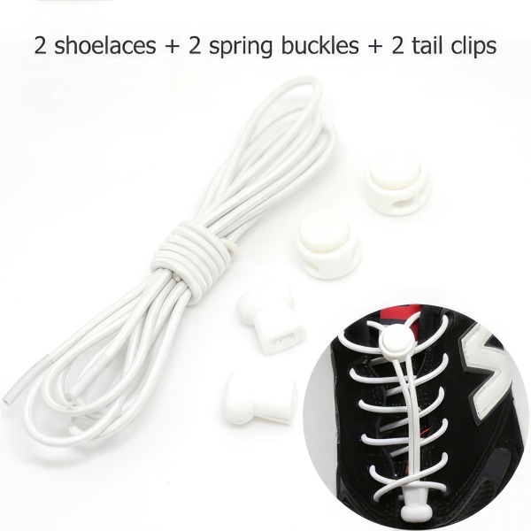 No Tie elastiske snørebånd – Strækbare snørebånd til voksne og børn Vit