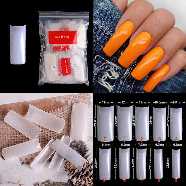 Långa Lös Nagelspetsar för Perfekta Drömnaglar Transparent