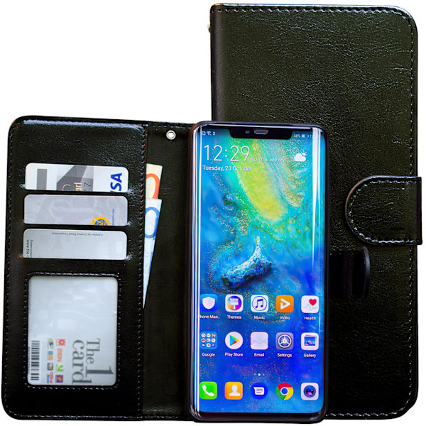 Huawei Mate 20 Pro - PU Læder Pung Etui Svart