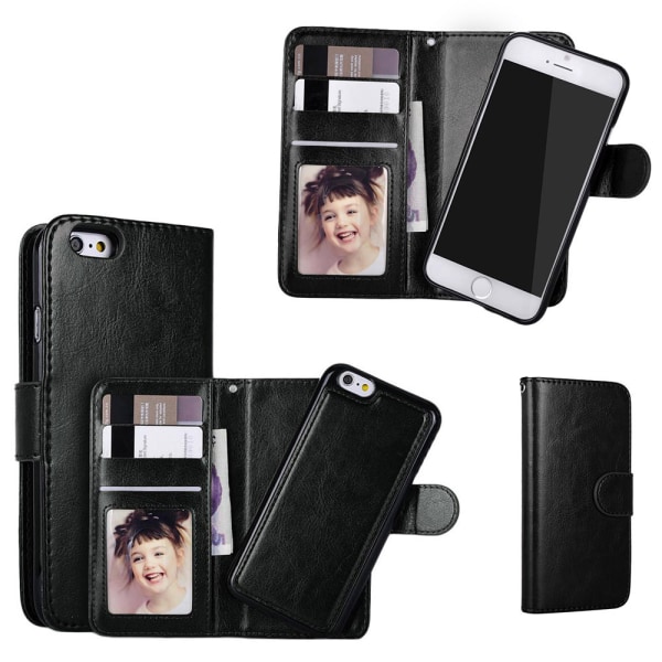 3-in-1-paketti iPhone 6/6S:lle: Wallet Case & Magneettinen case & Gl Rosa