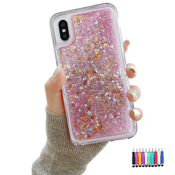 iPhone X/Xs - Flytande Glitter 3D Bling Skal Case