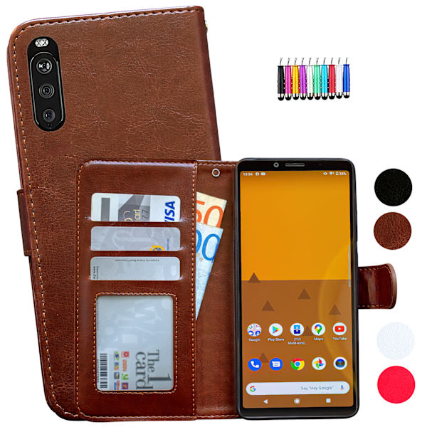 Sony Xperia 10 II - PU Læder Pung Etui Svart