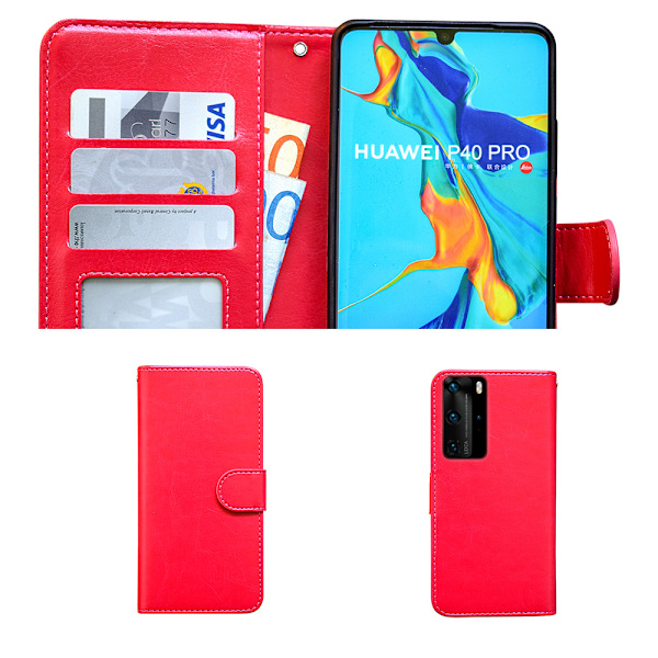 Mukavuus ja suoja Huawei P40 Pro - Nahkakotelo! Rosa