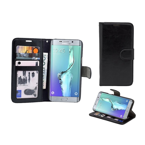 Fodral / Plånbok i Läder - Samsung Galaxy S6 Edge Plus Svart