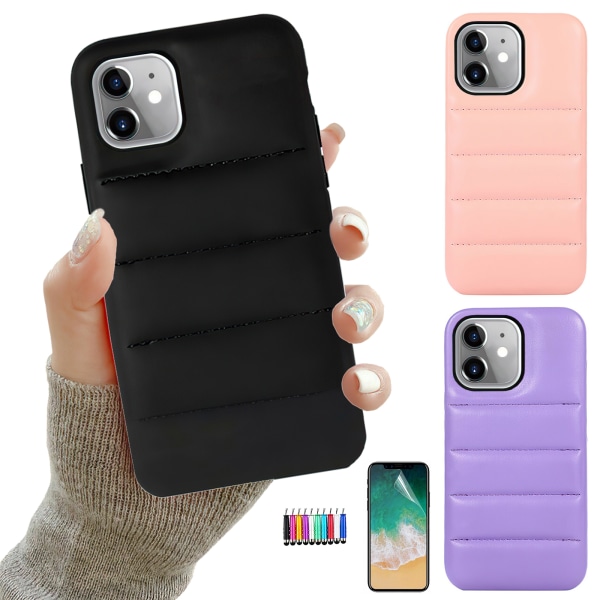 iPhone 12 - Puffer Skal / Skydd Lila
