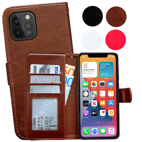 iPhone 12 Pro Max - PU Læder Pung Etui Svart