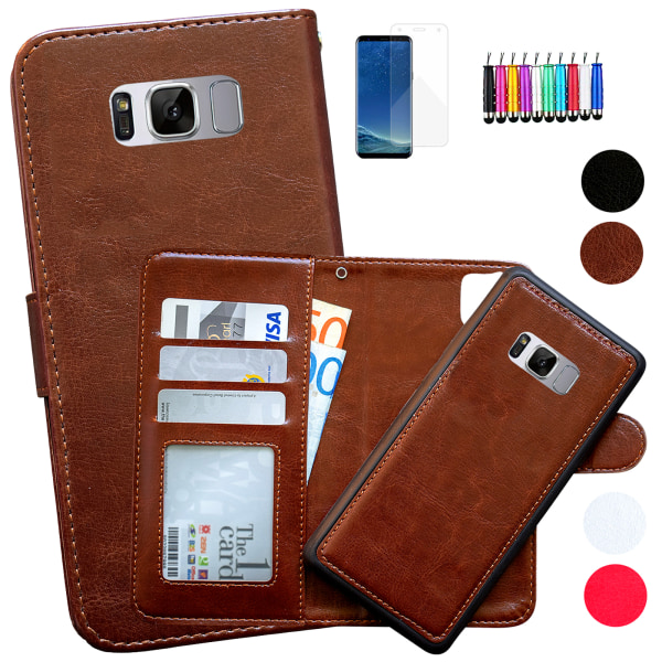 Samsung Galaxy S8 - Case/ Lompakko + Kosketus ja kynä Brun